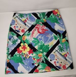 Talbots Beach Sea Flamingo Flower Tropical Skirt